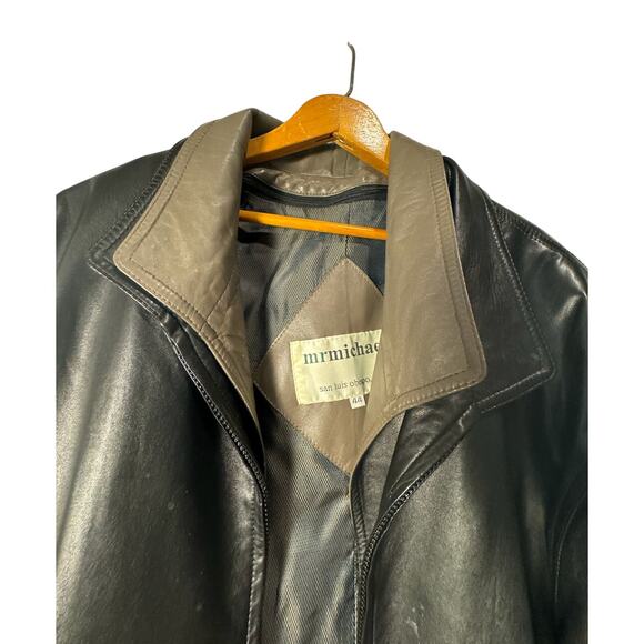 Vintage 100% Leather Coat Mr Michaels San Luis Obispo Bomber Jacket - Picture 8 of 16